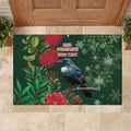 Tui Meri Kirihimete Personalised Rubber Doormat Pohutukawa Flowers Green Motif - Aussie Hoodie