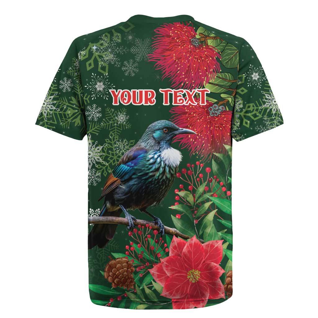 Tui Meri Kirihimete Personalised Rugby Jersey Pohutukawa Flowers Green Motif - Aussie Hoodie