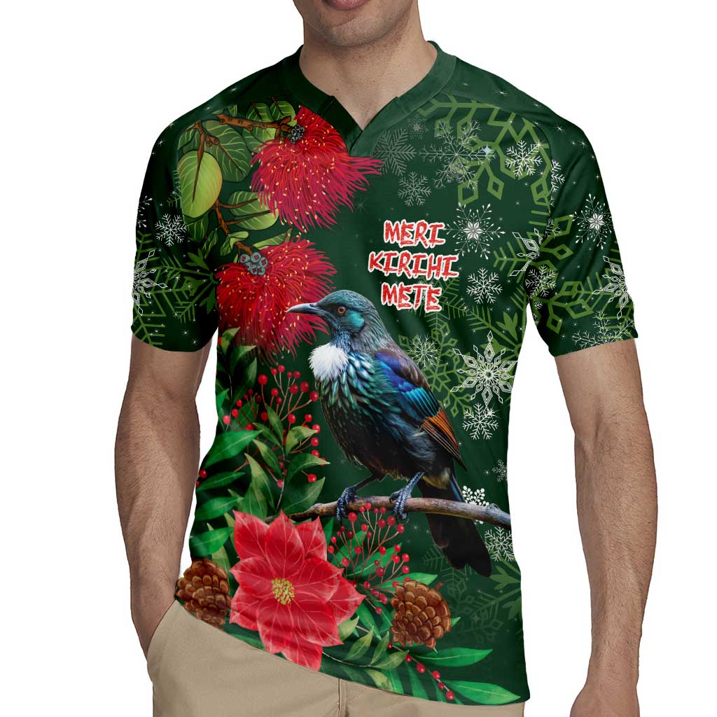 Tui Meri Kirihimete Personalised Rugby Jersey Pohutukawa Flowers Green Motif - Aussie Hoodie