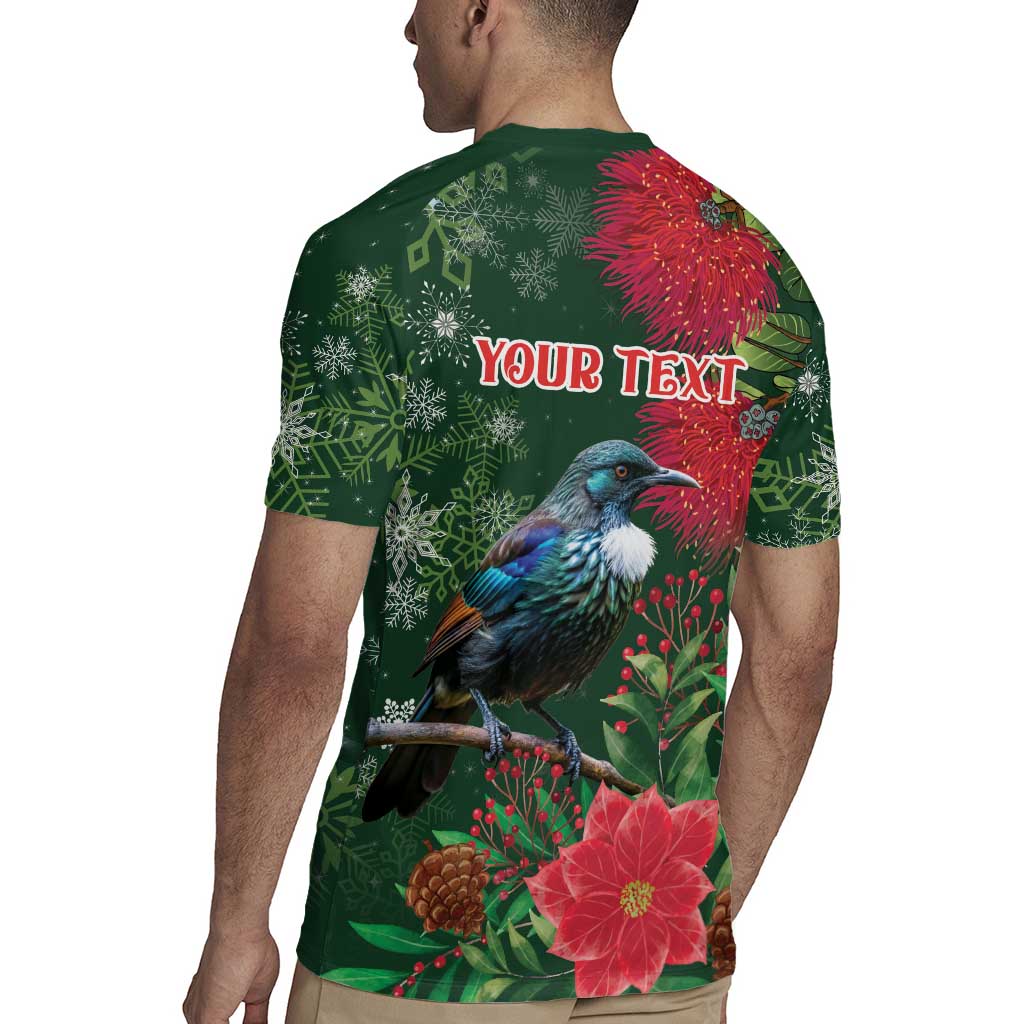 Tui Meri Kirihimete Personalised Rugby Jersey Pohutukawa Flowers Green Motif - Aussie Hoodie