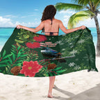 Tui Meri Kirihimete Personalised Sarong Pohutukawa Flowers Green Motif - Aussie Hoodie
