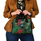 Tui Meri Kirihimete Personalised Shoulder Handbag Pohutukawa Flowers Green Motif - Aussie Hoodie