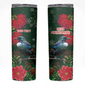 Tui Meri Kirihimete Personalised Skinny Tumbler Pohutukawa Flowers Green Motif - Aussie Hoodie