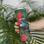 Tui Meri Kirihimete Personalised Skinny Tumbler Pohutukawa Flowers Green Motif - Aussie Hoodie