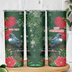 Tui Meri Kirihimete Personalised Skinny Tumbler Pohutukawa Flowers Green Motif - Aussie Hoodie