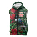 Tui Meri Kirihimete Personalised Sleeveless Zip Hoodie Pohutukawa Flowers Green Motif LT9