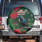 Tui Meri Kirihimete Personalised Spare Tire Cover Pohutukawa Flowers Green Motif - Aussie Hoodie