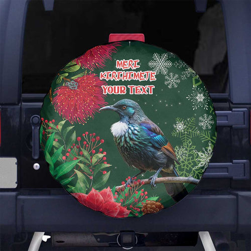 Tui Meri Kirihimete Personalised Spare Tire Cover Pohutukawa Flowers Green Motif - Aussie Hoodie