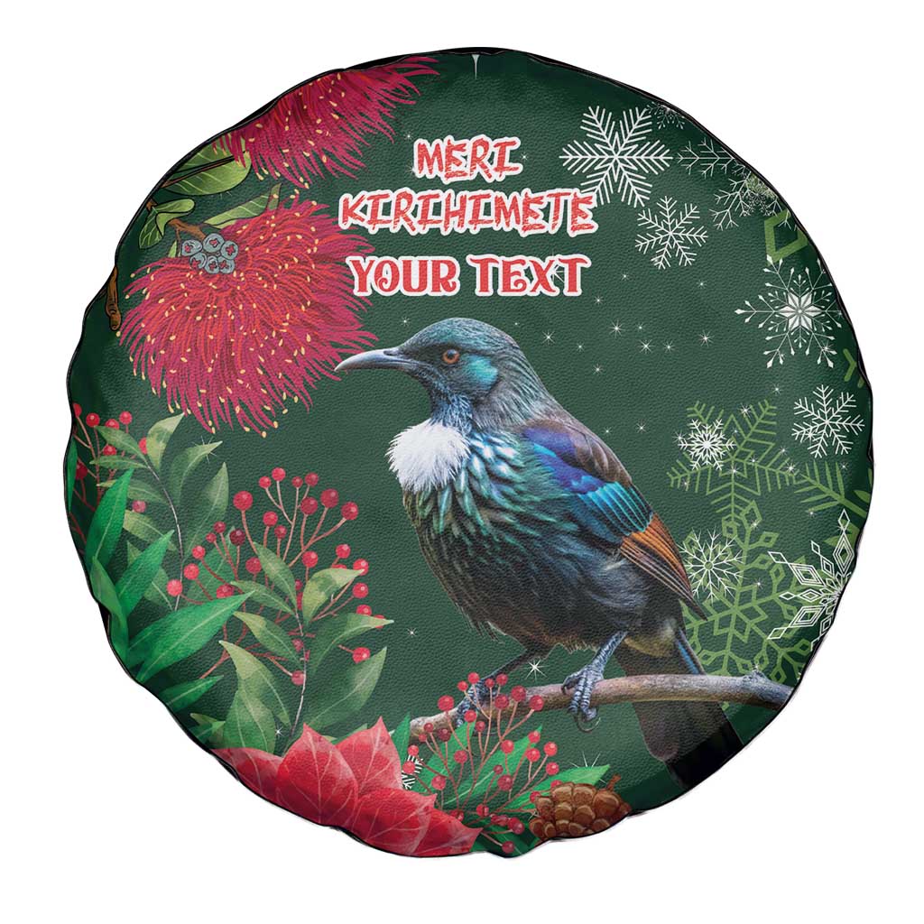 Tui Meri Kirihimete Personalised Spare Tire Cover Pohutukawa Flowers Green Motif - Aussie Hoodie