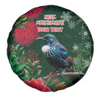 Tui Meri Kirihimete Personalised Spare Tire Cover Pohutukawa Flowers Green Motif - Aussie Hoodie