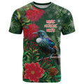 Tui Meri Kirihimete Personalised T Shirt Pohutukawa Flowers Green Motif - Aussie Hoodie