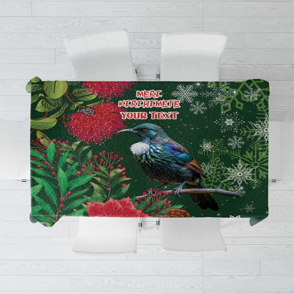 Tui Meri Kirihimete Personalised Tablecloth Pohutukawa Flowers Green Motif - Aussie Hoodie