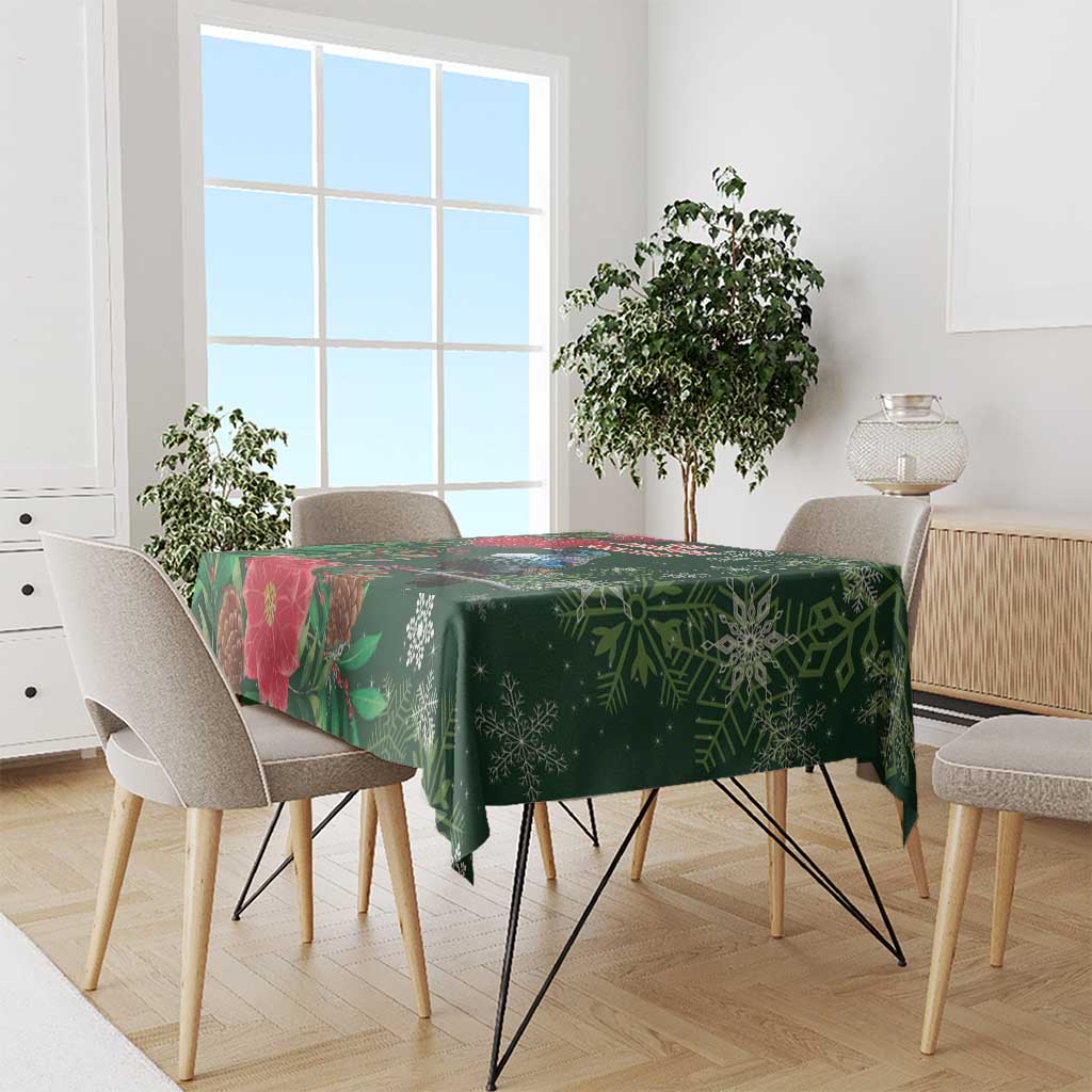 Tui Meri Kirihimete Personalised Tablecloth Pohutukawa Flowers Green Motif - Aussie Hoodie