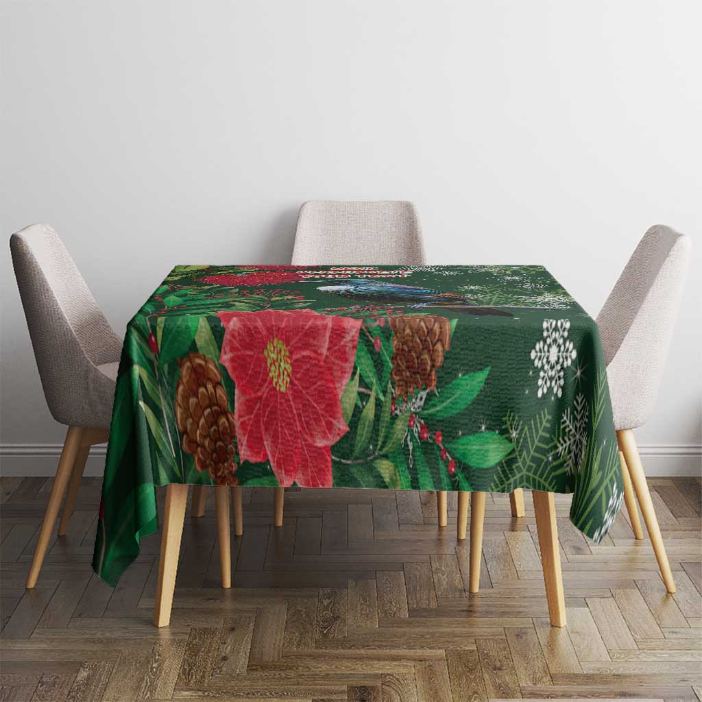 Tui Meri Kirihimete Personalised Tablecloth Pohutukawa Flowers Green Motif - Aussie Hoodie