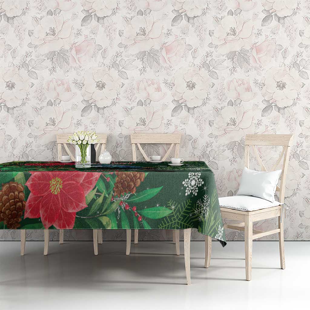 Tui Meri Kirihimete Personalised Tablecloth Pohutukawa Flowers Green Motif - Aussie Hoodie