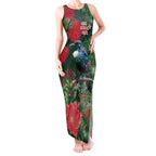 Tui Meri Kirihimete Personalised Tank Maxi Dress Pohutukawa Flowers Green Motif - Aussie Hoodie