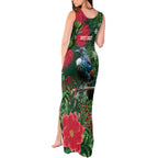 Tui Meri Kirihimete Personalised Tank Maxi Dress Pohutukawa Flowers Green Motif - Aussie Hoodie