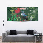 Tui Meri Kirihimete Personalised Tapestry Pohutukawa Flowers Green Motif - Aussie Hoodie