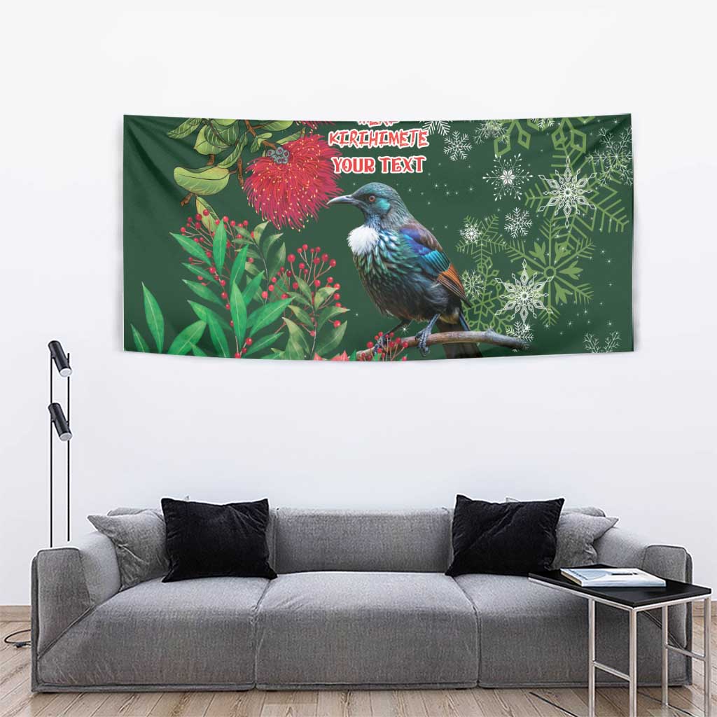 Tui Meri Kirihimete Personalised Tapestry Pohutukawa Flowers Green Motif - Aussie Hoodie