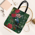 Tui Meri Kirihimete Personalised Tote Bag Pohutukawa Flowers Green Motif - Aussie Hoodie