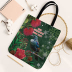 Tui Meri Kirihimete Personalised Tote Bag Pohutukawa Flowers Green Motif - Aussie Hoodie