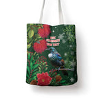 Tui Meri Kirihimete Personalised Tote Bag Pohutukawa Flowers Green Motif - Aussie Hoodie