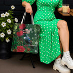 Tui Meri Kirihimete Personalised Tote Bag Pohutukawa Flowers Green Motif - Aussie Hoodie