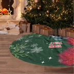 Tui Meri Kirihimete Personalised Tree Skirt Pohutukawa Flowers Green Motif - Aussie Hoodie