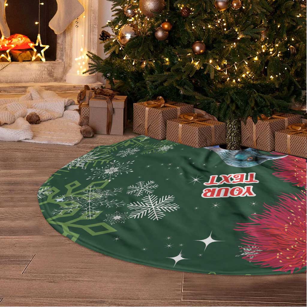 Tui Meri Kirihimete Personalised Tree Skirt Pohutukawa Flowers Green Motif - Aussie Hoodie