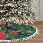 Tui Meri Kirihimete Personalised Tree Skirt Pohutukawa Flowers Green Motif - Aussie Hoodie