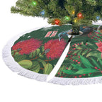 Tui Meri Kirihimete Personalised Tree Skirt Pohutukawa Flowers Green Motif - Aussie Hoodie