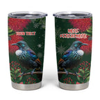 Tui Meri Kirihimete Personalised Tumbler Cup Pohutukawa Flowers Green Motif - Aussie Hoodie
