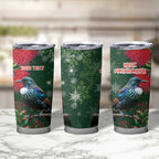 Tui Meri Kirihimete Personalised Tumbler Cup Pohutukawa Flowers Green Motif - Aussie Hoodie