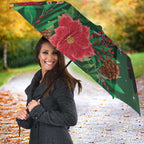 Tui Meri Kirihimete Personalised Umbrella Pohutukawa Flowers Green Motif - Aussie Hoodie