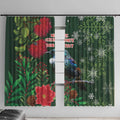 Tui Meri Kirihimete Personalised Window Curtain Pohutukawa Flowers Green Motif - Aussie Hoodie