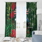 Tui Meri Kirihimete Personalised Window Curtain Pohutukawa Flowers Green Motif - Aussie Hoodie