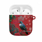 Tui Meri Kirihimete Personalised AirPods Case Pohutukawa Flowers Red Motif - Aussie Hoodie