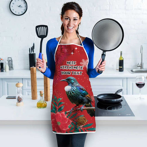 Tui Meri Kirihimete Personalised Apron Pohutukawa Flowers Red Motif - Aussie Hoodie