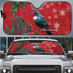 Tui Meri Kirihimete Personalised Auto Sun Shade Pohutukawa Flowers Red Motif - Aussie Hoodie
