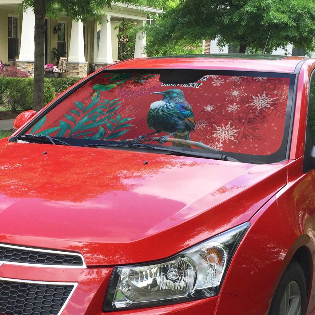 Tui Meri Kirihimete Personalised Auto Sun Shade Pohutukawa Flowers Red Motif - Aussie Hoodie