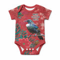 Tui Meri Kirihimete Personalised Baby Onesie Pohutukawa Flowers Red Motif