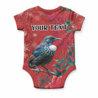 Tui Meri Kirihimete Personalised Baby Onesie Pohutukawa Flowers Red Motif