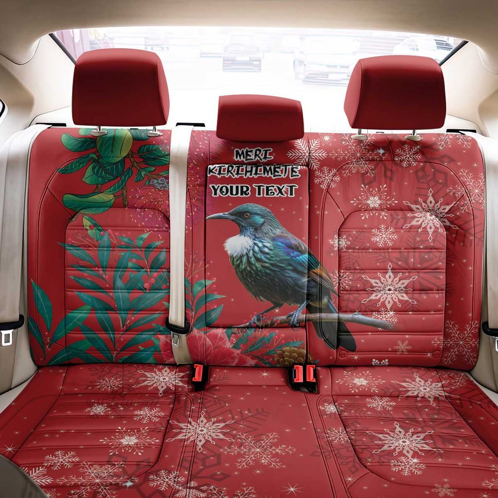 Tui Meri Kirihimete Personalised Back Car Seat Cover Pohutukawa Flowers Red Motif - Aussie Hoodie