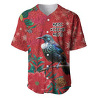 Tui Meri Kirihimete Personalised Baseball Jersey Pohutukawa Flowers Red Motif - Aussie Hoodie