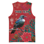 Tui Meri Kirihimete Personalised Basketball Jersey Pohutukawa Flowers Red Motif - Aussie Hoodie