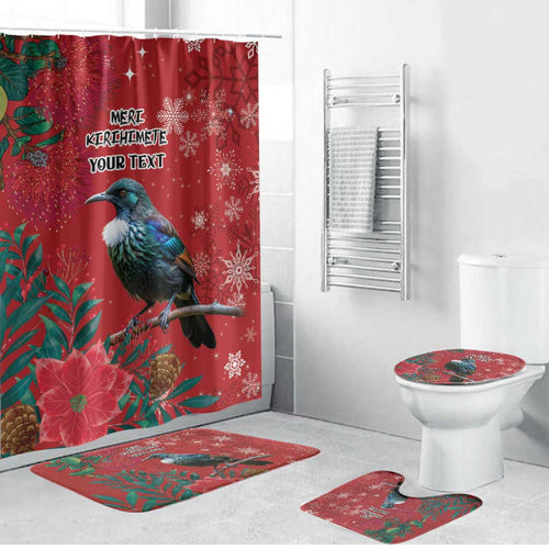 Tui Meri Kirihimete Personalised Bathroom Set Pohutukawa Flowers Red Motif - Aussie Hoodie