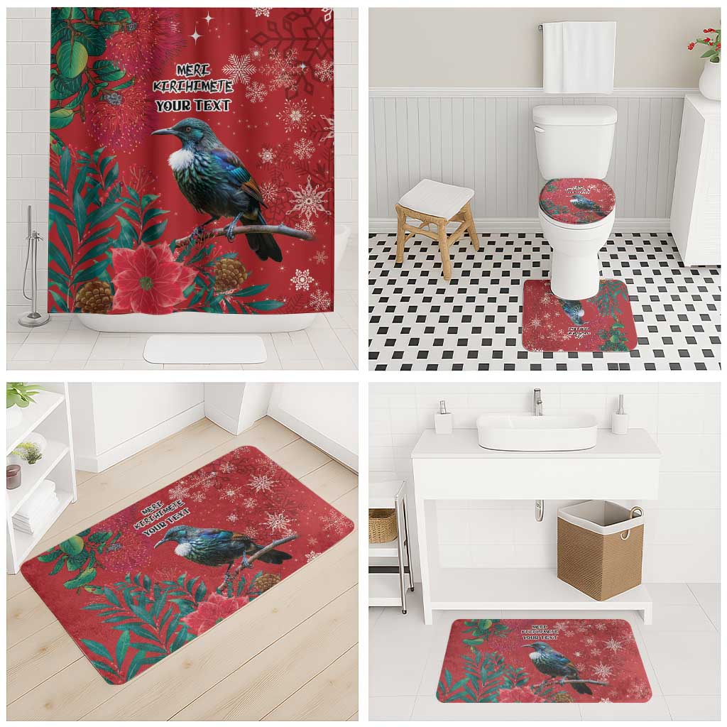 Tui Meri Kirihimete Personalised Bathroom Set Pohutukawa Flowers Red Motif - Aussie Hoodie