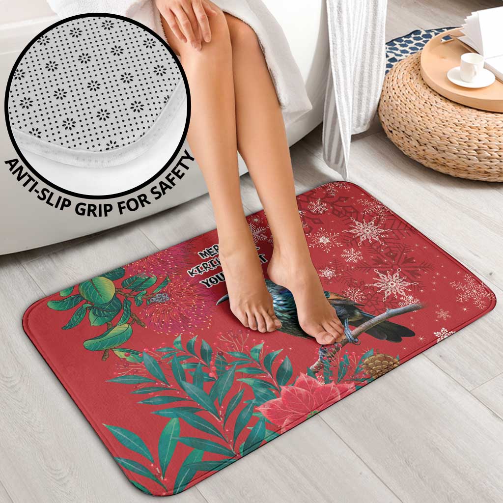 Tui Meri Kirihimete Personalised Bathroom Set Pohutukawa Flowers Red Motif - Aussie Hoodie
