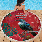 Tui Meri Kirihimete Personalised Beach Blanket Pohutukawa Flowers Red Motif - Aussie Hoodie