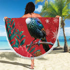 Tui Meri Kirihimete Personalised Beach Blanket Pohutukawa Flowers Red Motif - Aussie Hoodie